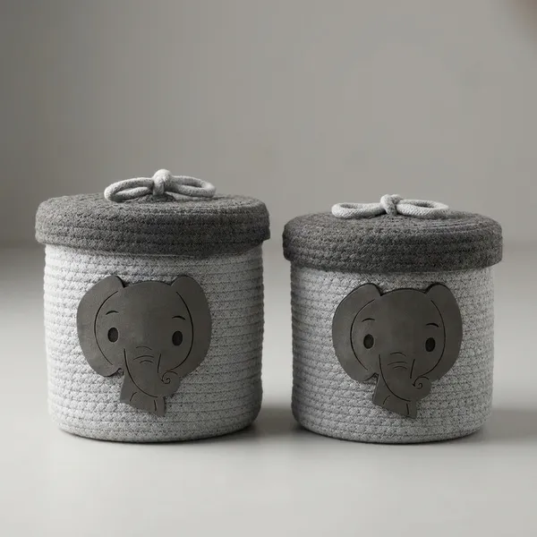 Pack_Of_2_Elephant_Design_Cotton_Rope_Storage_Baskets_With_Lid