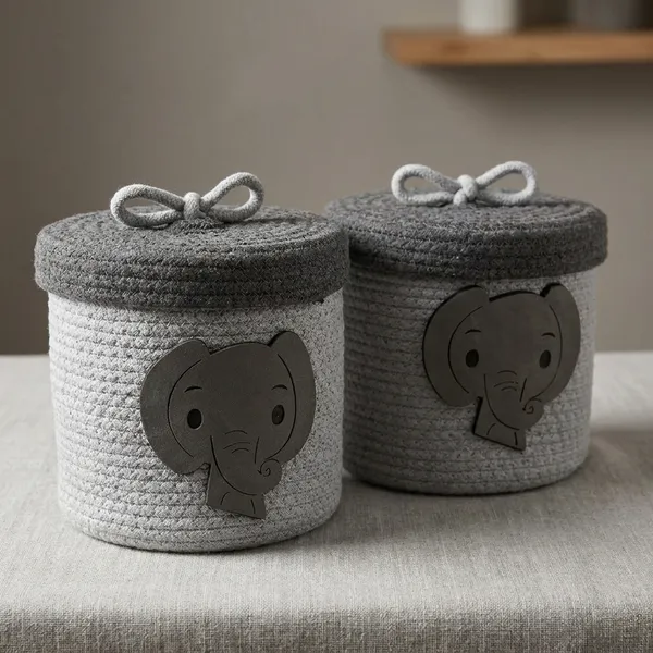 Pack_Of_2_Elephant_Design_Cotton_Rope_Storage_Baskets_With_Lid