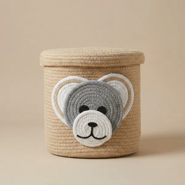 Beige_Teddy_Bear_Rope_Storage_Basket_With_Handles