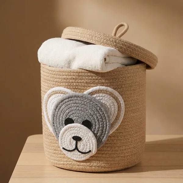 Beige_Teddy_Bear_Rope_Storage_Basket_With_Handles