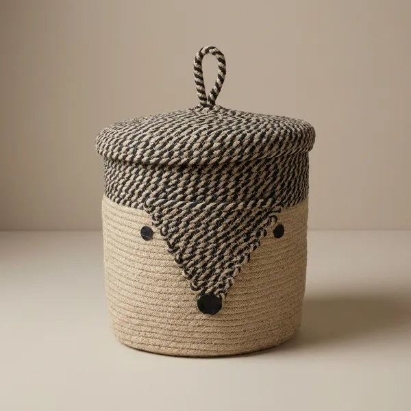 Hedgehog_Storage_Basket_With_Lid_Woven_Jute_Organizer