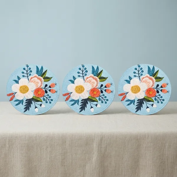 Pack_Of_6_Handmade_Floral_Breaded_Printed_Circular_Wall_Art_Blue_Background