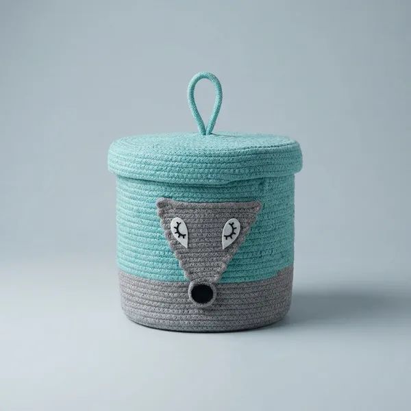 Handmade_Crochet_Fox_Storage_Basket_With_Lid_Turquoise_Blue