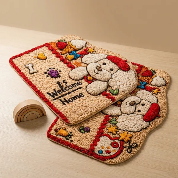Pack_Of_2_Welcome_Home_7D_Printed_Fluffy_Dog_Rug_Kids_Room_Floor_Mat
