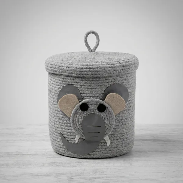 Grey_Elephant_Storage_Basket_With_Lid_Kids_Room_Organizer
