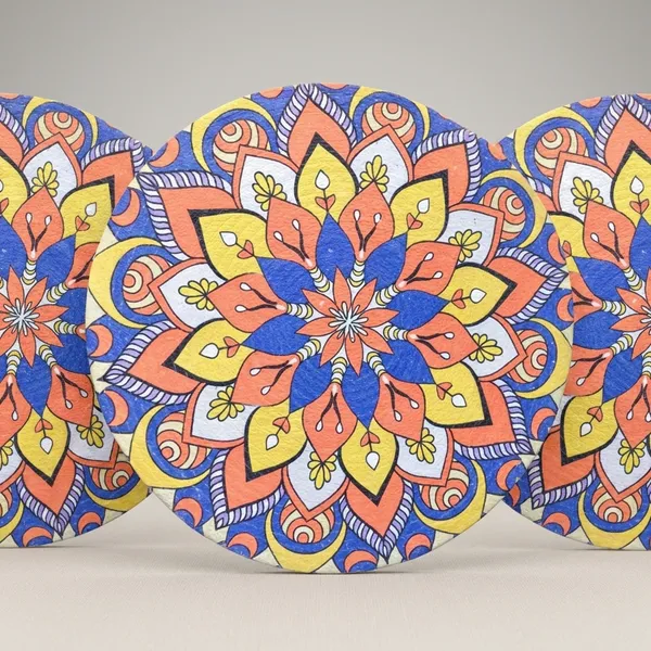 Pack_Of_6_Decorative_Mandala_Print_Round_7d_Printed_Plate_Blue,_Yellow_And_Orange_Floral_Design