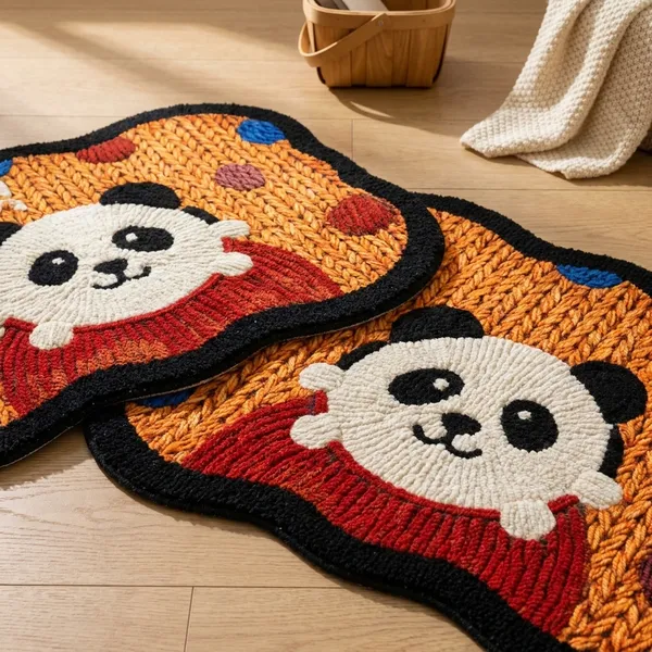 Pack_Of_2_Cheerful_Panda_Kids__7D_Bedroom_Rug_With_Colorful_Polka_Dots