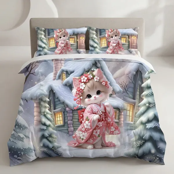 Magical_King_Cat_7D_In_Pink_Kimono_Digital_Print_Bedding_Set