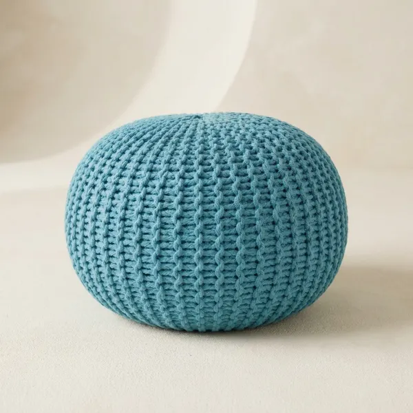 Knitted_Pouf_Ottoman_Turquoise_Blue