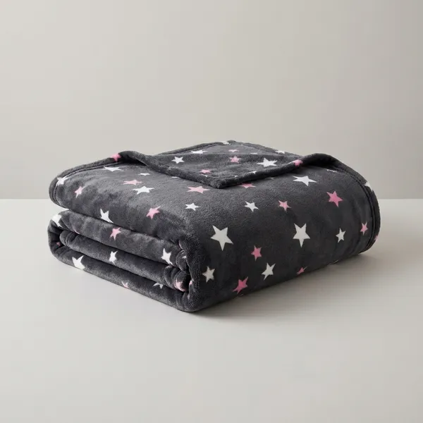 Glow_In_The_Moon_Double_Bed_Blanket_Grey_With_Colorful_Stars