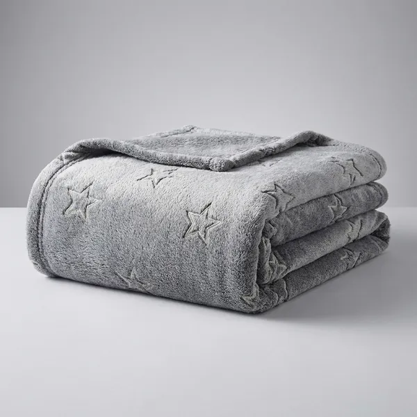 Glow_In_The_Moon_Double_Bed_Blanket_Grey_Star_Pattern