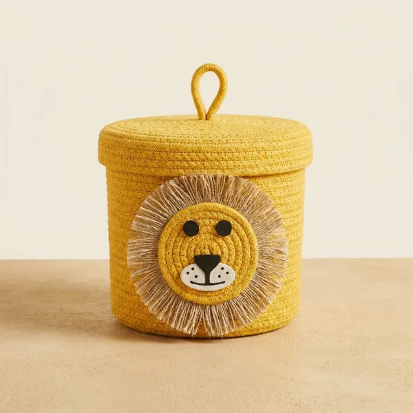 Handcrafted_Yellow_Lion_Storage_Baskets_With_Lid