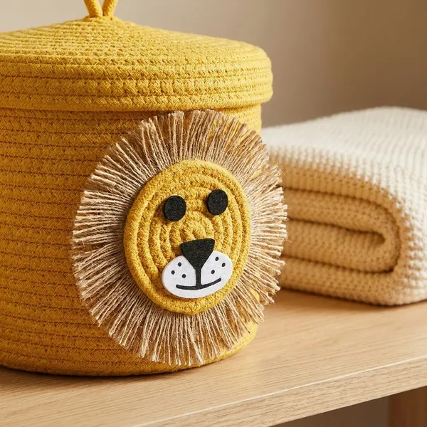 Handcrafted_Yellow_Lion_Storage_Baskets_With_Lid