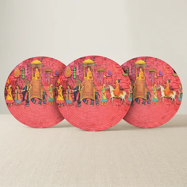 Pack_Of_6_Handcrafted_Decorative_Plate_With_Traditional_Indian_Procession_Art