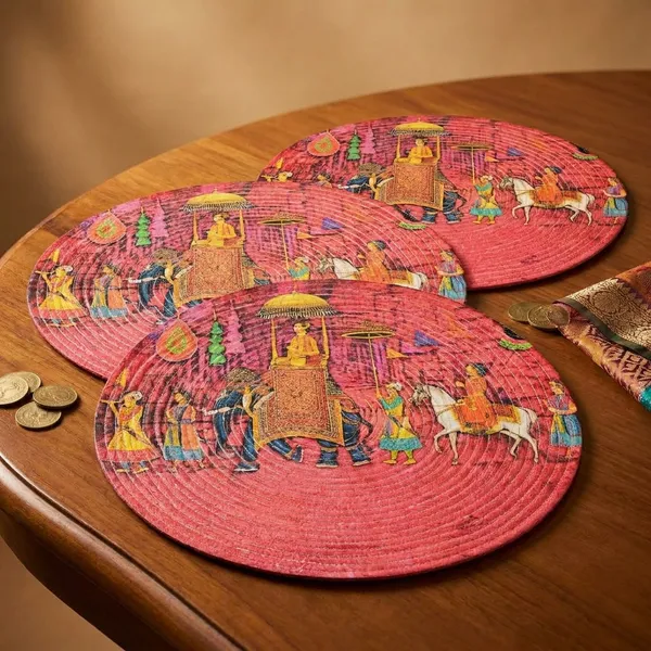 Pack_Of_6_Handcrafted_Decorative_Plate_With_Traditional_Indian_Procession_Art