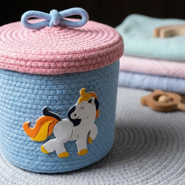 Unicorn_Design_Rope_Storage_Basket_With_Lid_Blue_And_Pink