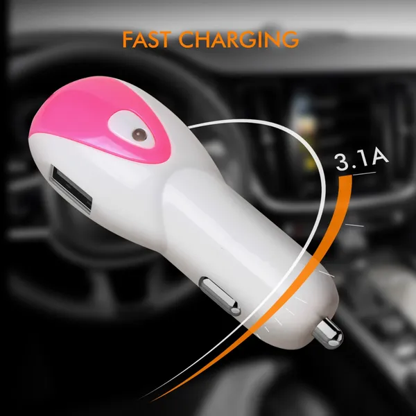 3.1A_Fast_Charging_Car_Usb_Charger_-_Pink_And_White_Compact_Design