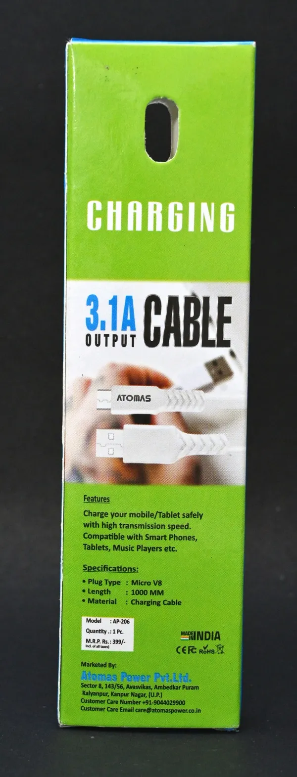 Atomas_Ap-206__Usb_C-type_Cable_-_3.1A_Fast_Charging_Cable_(1000Mm,_White)