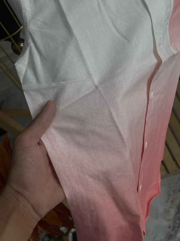 White_Pink_Cotton_Color_Block_Long_Sleeve_Shirt_For_Men