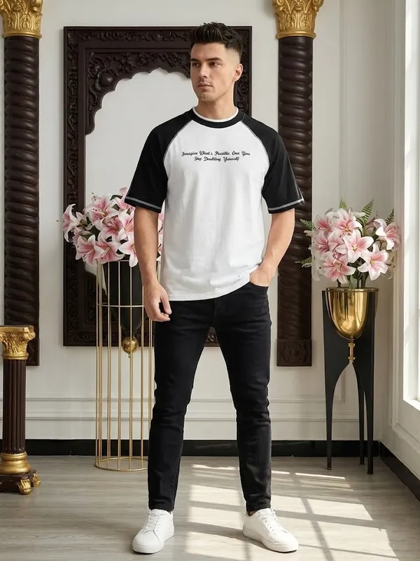 Black_White_Cotton_Raglan_Sleeve_Graphic_T_Shirt_For_Men