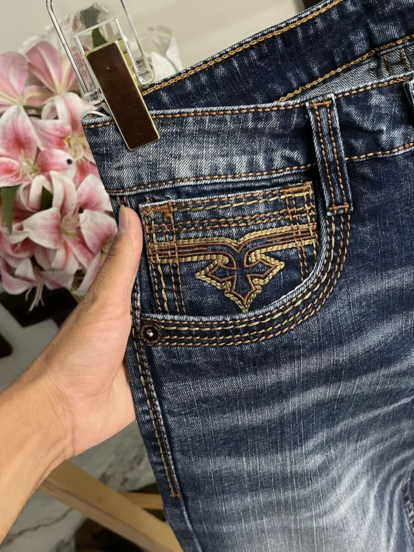 Blue_Denim_Distressed_Flared_Jeans_For_MEN
