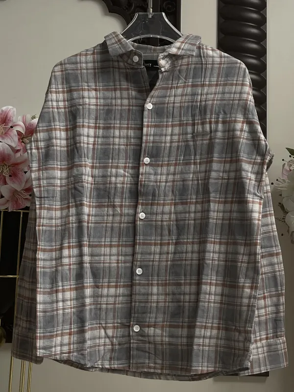 Grey_Cotton_Plaid_Long_Sleeve_Casual_Shirt_For_Men