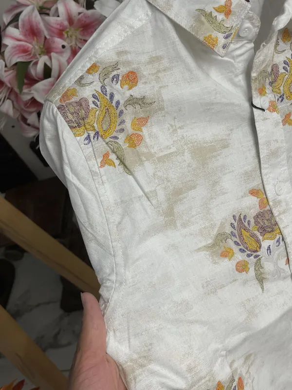 White_Cotton_Regular_Fit_Floral_Embroidered_Shirt_For_Men