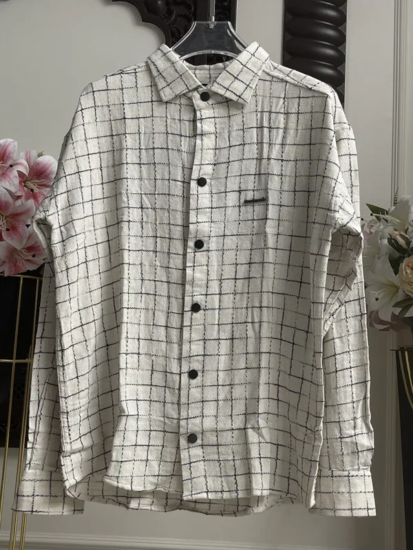 White_Cotton_Windowpane_Check_Full_Sleeve_Shirt_For_Women
