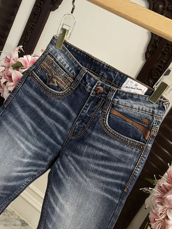 Blue_Denim_Distressed_Flared_Jeans_For_MEN