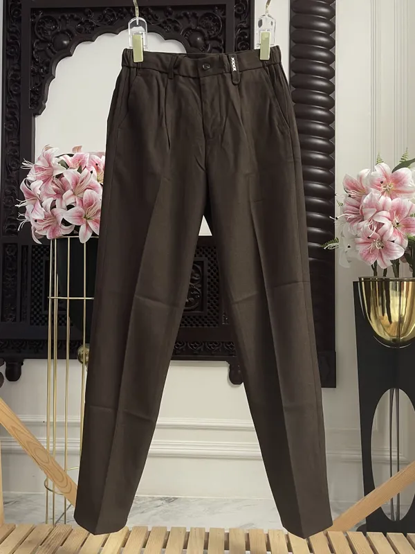 Brown_Linen_Pleated_Tapered_Formal_Trousers_For_Men