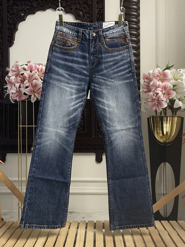 Blue_Denim_Distressed_Flared_Jeans_For_MEN