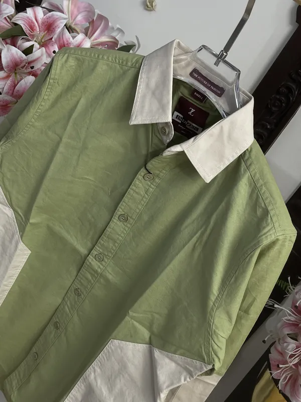 Green_Cotton_Color_Block_Full_Sleeve_Casual_Shirt_For_Men
