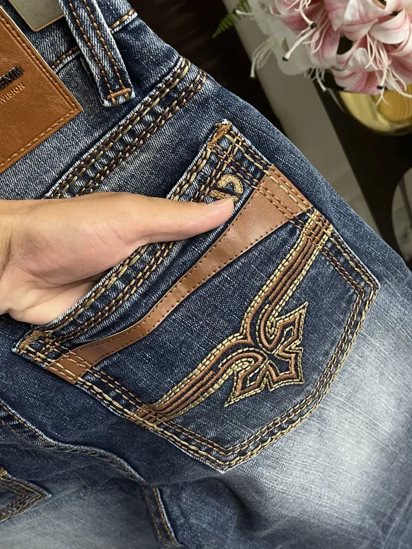 Blue_Denim_Distressed_Flared_Jeans_For_MEN