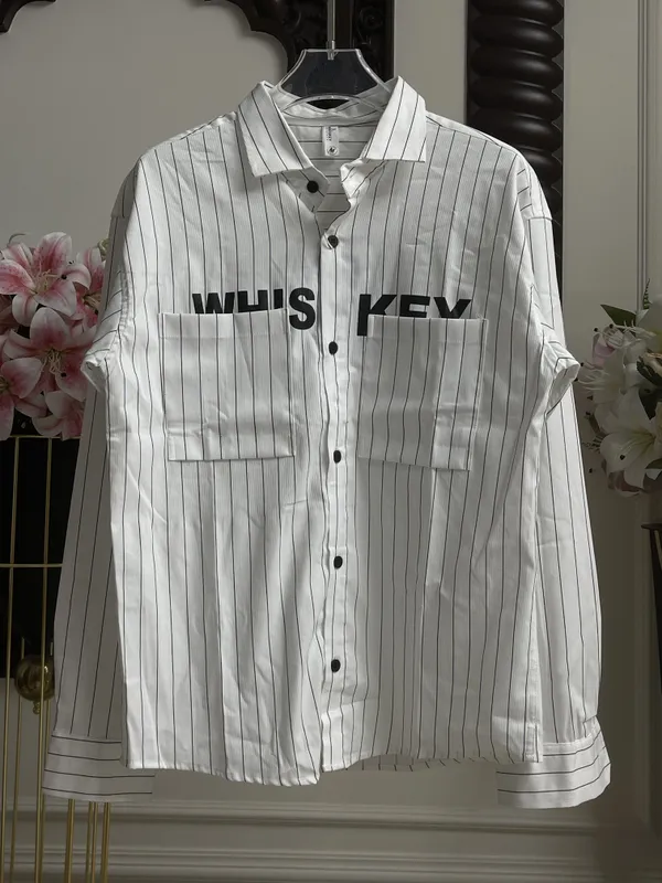 White_Cotton_Pinstripe_Whiskey_Graphic_Shirt_For_Men
