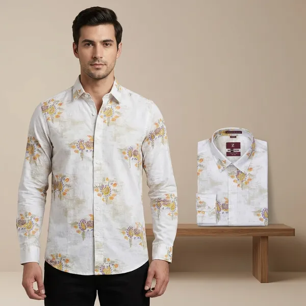 White_Cotton_Regular_Fit_Floral_Embroidered_Shirt_For_Men