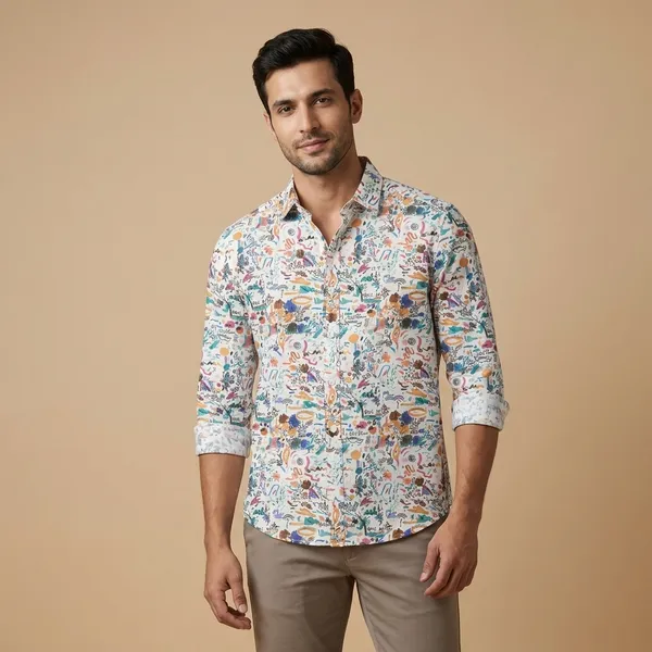 White_Cotton_Abstract_Print_Full_Sleeve_Shirt_For_Men