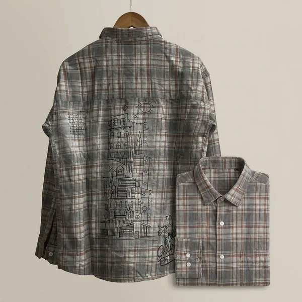 Grey_Cotton_Plaid_Long_Sleeve_Casual_Shirt_For_Men