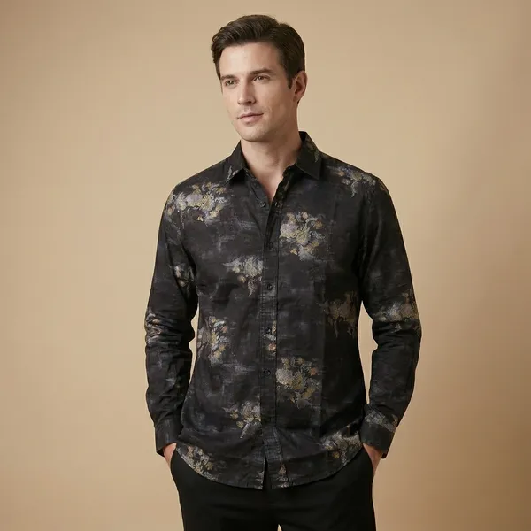 Black_Satin_Floral_Embroidered_Shirt_For_Men