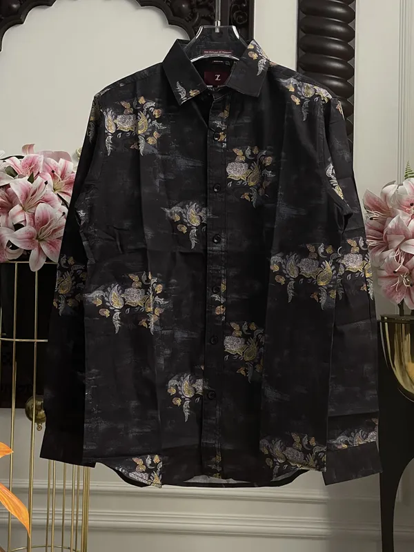 Black_Satin_Floral_Embroidered_Shirt_For_Men