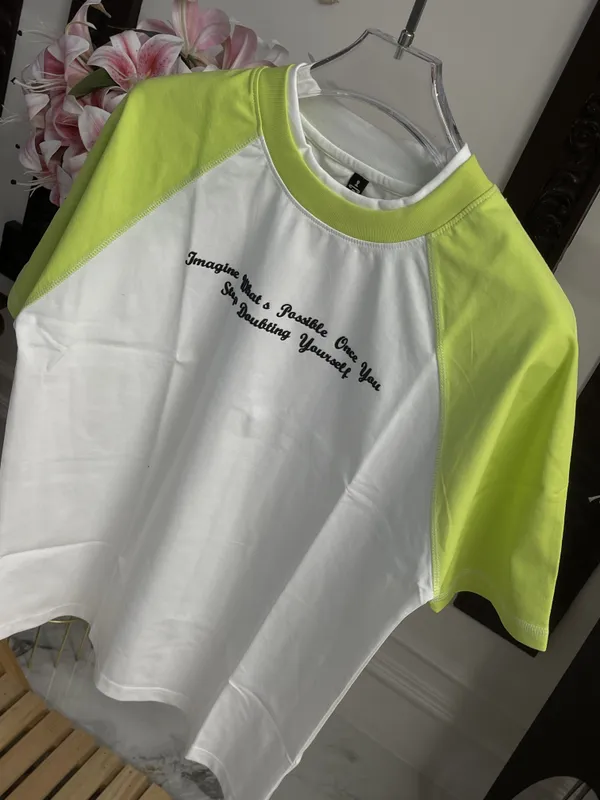 White_Lime_Green_Cotton_Raglan_Sleeve_T_Shirt_For_Men