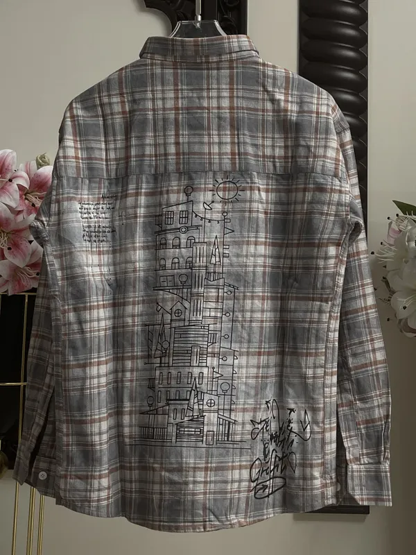 Grey_Cotton_Plaid_Long_Sleeve_Casual_Shirt_For_Men