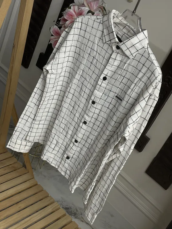 White_Cotton_Windowpane_Check_Full_Sleeve_Shirt_For_Women