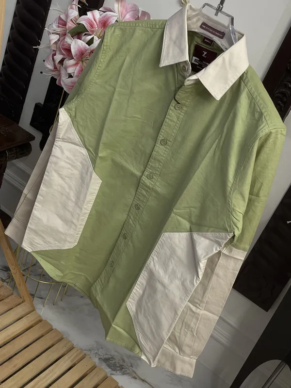 Green_Cotton_Color_Block_Full_Sleeve_Casual_Shirt_For_Men