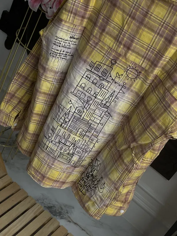 Yellow_Brown_Cotton_Plaid_Long_Sleeve_Casual_Shirt_For_Men