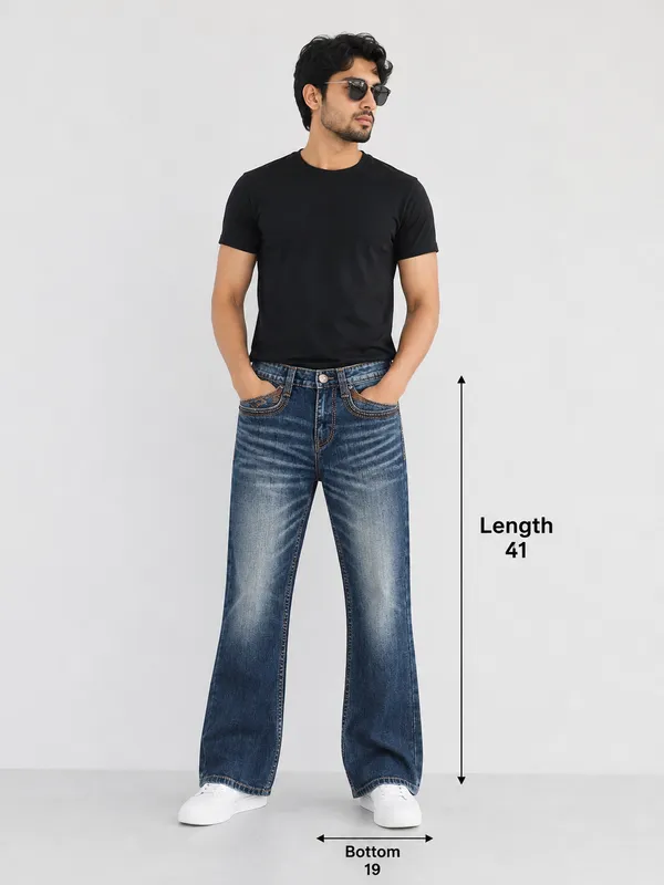 Blue_Denim_Distressed_Flared_Jeans_For_MEN
