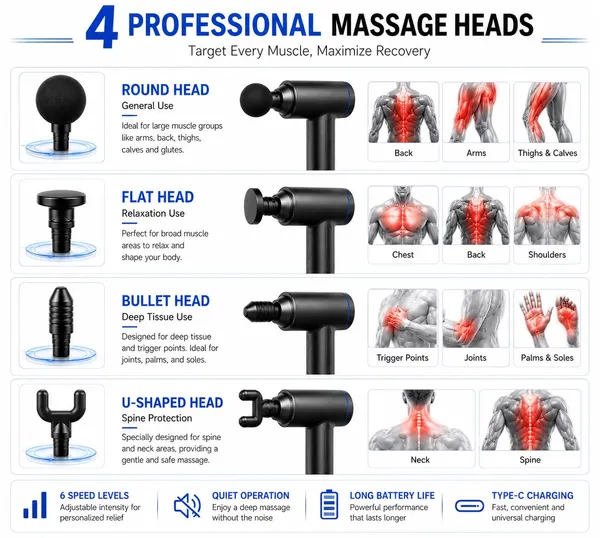 MEDITIVE_Deep_Tissue_Gun_Massager_–_6_Speed_Levels_Body_Massager,_Electric_Massage_Gun_for_Pain_Relief,_Type-C_Charging,_Quiet_Operation,_4_Massage_Heads,_Handheld_Full_Body_Massager_Machine_for_Muscle_Recovery