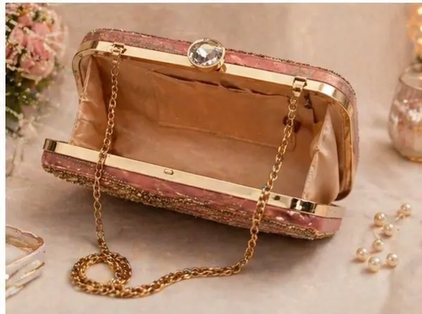 Embellished_Pink_and_Gold_Clutch_Bag_with_Handle