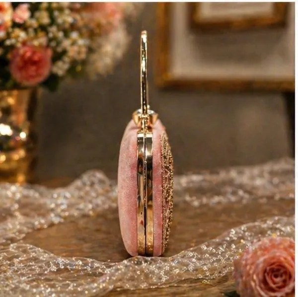 Elegant_Rose_Gold_Embroidered_Clutch_with_Metal_Handle