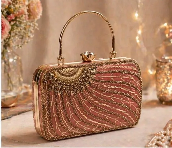 Embellished_Pink_and_Gold_Clutch_Bag_with_Handle