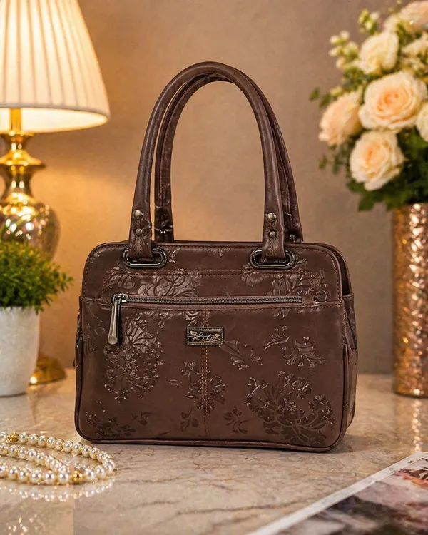 Brown_Floral_Embossed_Leather_Handbag_with_Dual_Handles
